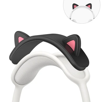 Apple Max için Çok Fonksiyonlu Kablosuz Bluetooth Kulaklık Crossbar Kedi Kulak Silikon Koruyucu Kapak