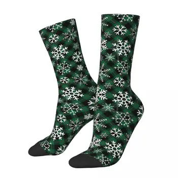 Yeşil kış basit kar tanesi desen çorap erkek Erkek kadın sonbahar çorap Hip Hop