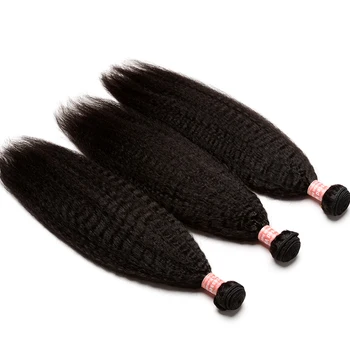 Kinky Düz Saç Hint insan saçı örgüsü Paket Kaba Yaki Doğal Demetleri 3 Dolago Kinky saç Ürünleri Uzantıları