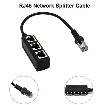 1 Adet LAN Ethernet Splitter Ethernet RJ45 Splitter Kablo 1 Erkek 3 Kadın LAN Ethernet soketli konnektör Adaptörü