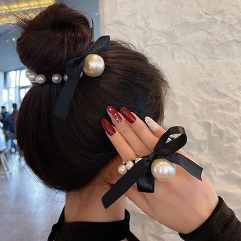 Moda Kadın Büyük İnci Saç Bağları Kore Tarzı Hairband Scrunchies Kızlar lastik toka Lastik Bant saç aksesuarları