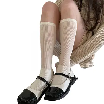 Kadın Çorap İlkbahar Yaz Yeni JK Tatlı Serin Kız Örme beyaz çoraplar Çorap Çorap Siyah Kazık İnce Buzağı Ins Şeffaf Fashi N9W2