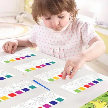 Suluboya boyama kitabı Suluboya Boya Kitabı 12 Sayfa Kağıt Montessori Okul Öncesi eğitici oyuncak Çok Fonksiyonlu Boyama