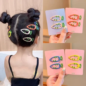4 adet Kore Sevimli Havuç BB Firkete Saç Yan Klipler Kızlar Kadınlar için Çocuklar Childs Vintage Toka Yengeç Hediye saç aksesuarları