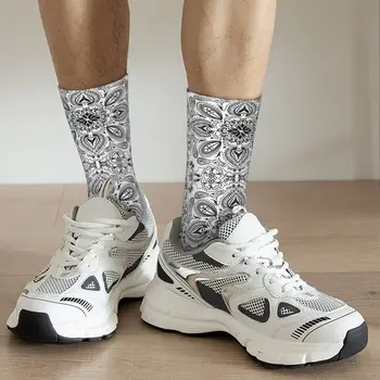 Vintage Klasik Bandana Tarzı Beyaz Çılgın erkek varis çorabı Unisex Hip Hop Harajuku Dikişsiz Baskılı Ekip Çorap Erkek Hediye