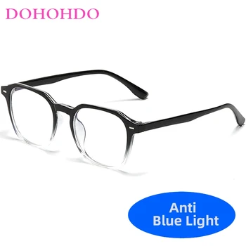 DOHOHDO moda yeni kare büyük çerçeve erkekler gözlük şeker renkli sanatsal çerçeve gözlük TR90 mavi ışık gözlük kadın gözlük
