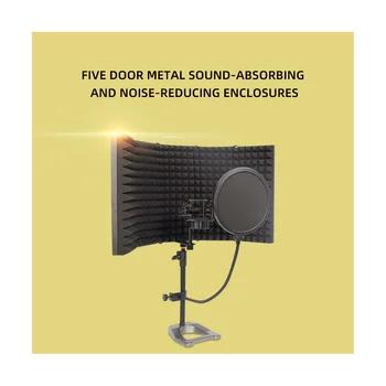 Mikrofon Taşınabilir Masa Üstü Ses Emici Köpük Yansıma Filtresi Mikrofon Ses Geçirmez Ekipman Ses Kaydı için 5 Panel