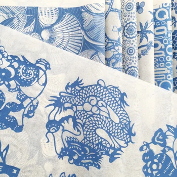 Çömlekçilik Seramik Kil Transfer Kağıdı Sır Sıraltı Çiçek Kağıt Jingdezhen Mavi ve Beyaz Porselen çıkartma kağıdı 54x37 cm