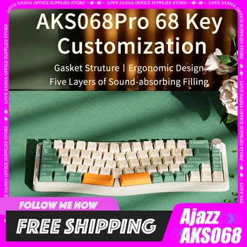 Ajazz AKS068 Üç Modlu Rgb Mekanik klavye kablosuz bluetooth 2.4 G Oyun Klavyesi Çalışırken Değiştirilebilir Klavyeler Pc Laptop için Mac