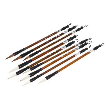 Çin Kaligrafi Fırçaları Taşınabilir Boyama Fırçaları (Açık Kahverengi)1 Torba