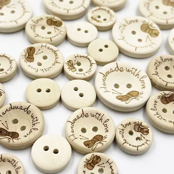 50 adet 2 Delik Doğal Ahşap Düğmeler el yapımı kelebek ahşap Düğme Scrapbooking Craft DIY Bebek Giyim Dikiş WB879