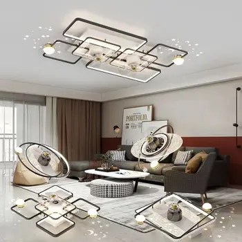 Modern tavan lambaları yatak odası katlanır tavan vantilatörü tavan vantilatörü ile led ışık ve kontrol tavan lambası oturma odası aydınlatma için