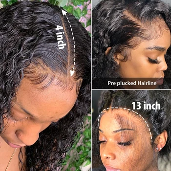 13×4 Derin Dalga Dantel Ön İnsan Saç Peruk Ön Koparıp Şeffaf HD Dantel Frontal İnsan Saç Peruk Su Dalgası 4x4 Kapatma Peruk