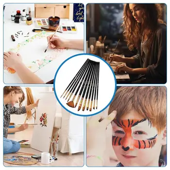 Yüz Boya Fırçaları 12 Adet Boya Fırçaları Sanatçı Akrilik Yuvarlak Sivri Ucu Sanatçı Naylon Saç Sanatçısı Akrilik Boya Fırçaları Çocuklar Yetişkin