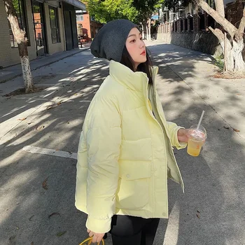 2023 Yeni Kış Ceket Kadınlar Puf Parkas Palto Kalın Aşağı Pamuk Yastıklı Kısa Parkas Mujer Büyük Boy Rahat Ceket Kadın