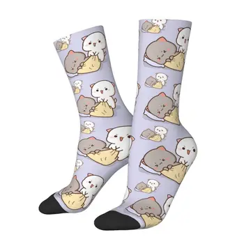 Şeftali Ve Goma Mochi Kedi Uyandırma Elbise Çorap Erkekler Kadınlar Sıcak Moda Ekip Çorap