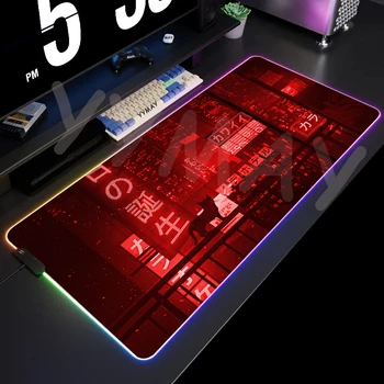 RGB oyun Mousepad Neon Şehir fare altlığı LED Büyük Oyun Mousepads XXL Klavye Pedleri Aydınlık sümen Mouse Pad Arkadan Aydınlatmalı