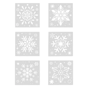 6 adet Noel Şablonlar Şablon DIY Boyama Şablonu Noel Kar Tanesi Şablonlar için Pencere Kapı Duvar Noel Kar Tanesi DIY