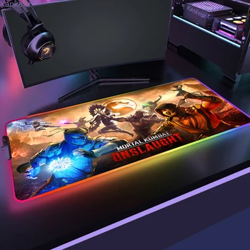 RGB Mouse Pad M-Mortal Kombat Bilgisayar Dizüstü Anime Klavye Fare Mat LED Fare Altlığı Klavye Oyuncular Decoracion CS GİTMEK sümen