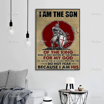 Ben Oğluyum Kral Benim Tanrı İçin En İyi Hediye Oldukça Serin Hediye Posteri, Vintage Duvar Sanatı Baskılar Ev Dekor Tuval Yüzen Çerçeve