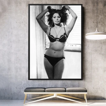 Sophia Loren bikini Fotoğraf Baskı Posteri Tuval Poster Baskı duvar tablosu Ev Dekor (Çerçevesiz)