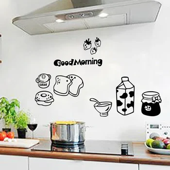 1 ADET Yaratıcı Duvar Sticker Mutfak Vinil Süt Ekmek Buzdolabı duvar resmi Siyah Beyaz Stickericker Ev sanat dekoru Buzdolabı Sti