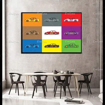 Renkli yarış arabası duvar sanatı. Iskandinav Retro Posterler Minimalizm Tuval Boyama Duvar Sanatı Baskılar Ev Dekor Tuval Benzersiz Hediye
