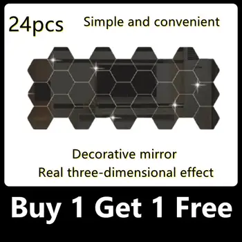 12/24 adet Altıgen 3D Ayna Duvar Çıkartması Mükemmel Akrilik Duvar Çıkartması Çıkartması Ev Dekorasyon Ayna Sanat Dekorasyon