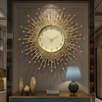 Işık lüks güneş duvar saati oturma odası fuaye Modern ve şık dekorasyon basit ev yaratıcı ve kişiselleştirilmiş saat