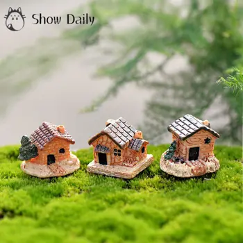 Mini Küçük Ev Evler DIY Oyuncaklar Zanaat Figürü Yosun Teraryum Peri Bahçe Süs Peyzaj Çit Ev Mikro Peyzaj Dekor