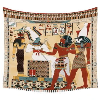Antik Mısır Mitler Ve Efsaneler Tanrı Anubis Ve Tanrıça Hathor Hiyeroglif Goblen Ho Me Lili Oturma Odası Dekor İçin