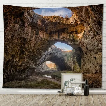 Doğal Mağara Manzara Goblen Ev Dekor Estetik Asılı Arka Plan Bez