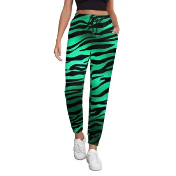 Zebra Baskı Pantolon Yeşil Ve Siyah Çizgili Harajuku Sweatpants Sonbahar Kadın Klasik Özel Büyük Boy Pantolon Hediye Fikri