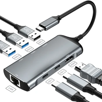 Dizüstü bilgisayar Yerleştirme İstasyonu USB C 4K HDMI Ethernet PD 100W MacBook Pro Hava için Dell Lenovo Thunderbolt 4/3 Taşınabilir Tip C Dock