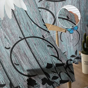 Papatya Retro Ahşap Tahıl Kelebek Tül Perdeler Oturma Odası Mutfak Dekorasyon İçin Şifon pencere dekorasyonları Vual Sırf Perde