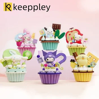 keeppley yapı taşları Sanrio karakterler Hello Kitty oyuncak kek modeli Kawaii süsler küçük parçacıklar monte kız el sanatları