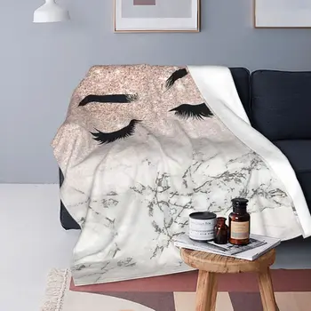 Altın Kirpik Glam Lashes örgü battaniye Göz Kirpik Girly Gül Bulanık Atmak Battaniye Yatak Odası Kanepe Dekorasyon Hafif Bedsprea