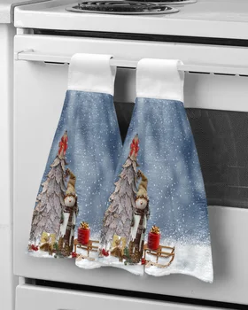 Kış Temalı Kardan Adam Noel Ağacı el havluları Mutfak Mikrofiber Bulaşık Bezleri Temizlik Bezi Banyo Emici Asılı Havlu