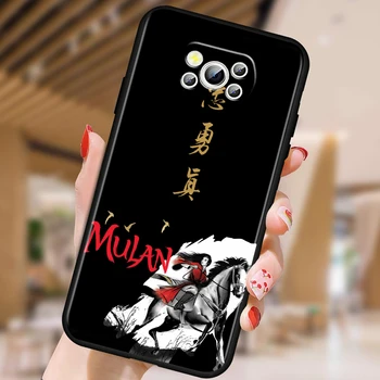 Popüler Disney Mulan Xiao mi mi Poco F5 F4 F3 F2 X5 X4 X3 M6 M5 M5S M4 M3 C40 Pro GT NFC 5G Siyah telefon kılıfı