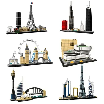 Mimari Paris Dubai Londra Sydney Chicago Shanghai Yapı Taşları Seti Tuğla Klasik Şehir Modeli Çocuk Oyuncakları Çocuklar İçin Hediye