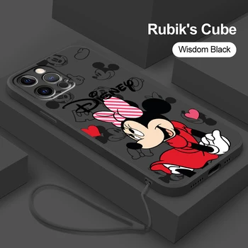 Disney Minnie Mickey Bebek Aşk Sıvı Halat Telefon Kılıfı İçin Apple iPhone 14 13 12 11 Pro Max Mini XR X 8 7 6S SE Artı Kapak