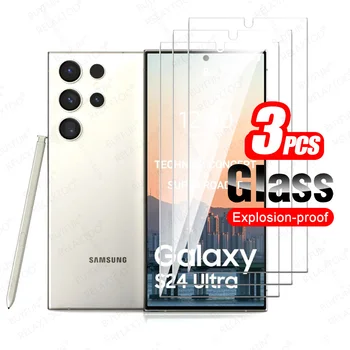 3 Adet Samsung Galaxy S24 Ultra S24 + Ekran Koruyucu Temperli Cam SamsungS24 Artı S 24 S24Ultra S24Plus 5G Koruma Camı