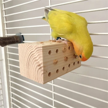Kuş Oyuncak Papağan çiğneme oyuncağı Kuş Kafesi Yiyecek Arama Isırma Blok Oyuncak Küçük Orta Kuş Kafesi Ahşap Bulmaca Muhabbet Kuşları için Conure