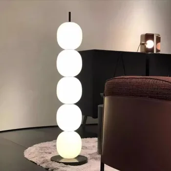 Mainkai zemin lambası İskandinav Kabak Dize Zemin Lambası Oturma Odası Yatak Odası Çalışma için Beyaz Cam Abajur Tasarımcı zemin lambası