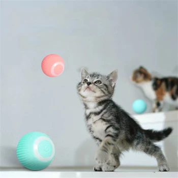 Otomatik Haddeleme Topu Kediler Köpekler İnteraktif Oyuncak Kapalı Pet Yavru Eğitim Oyunları Kendinden hareketli Oyuncaklar Akıllı Elektrikli Kedi Topu Oyuncaklar