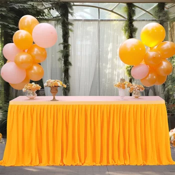 Masa Etek Masa Örtüleri Kırışıklık Ücretsiz Düğün Gelin Bebek Duş Doğum Günü Partisi Ziyafet Masa Süslemeleri