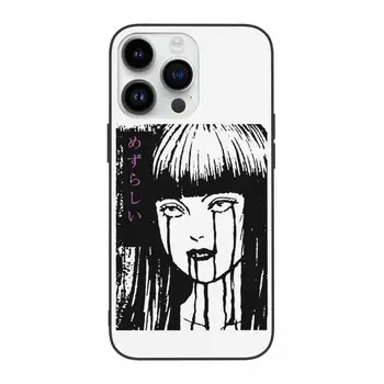 Lüks TPU Kılıf iPhone 14 13 Pro Max Artı Mini Korku Cadılar Bayramı HoJunji Ito Sümüklü Böcek Kız Kapak Yumuşak Telefon Kılıfı