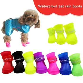 Cdycam Sevimli Küçük Pet Köpek Yavrusu Yağmur Kar Botları Ayakkabı Patik Şeker Renkler Kauçuk Su Geçirmez Kaymaz