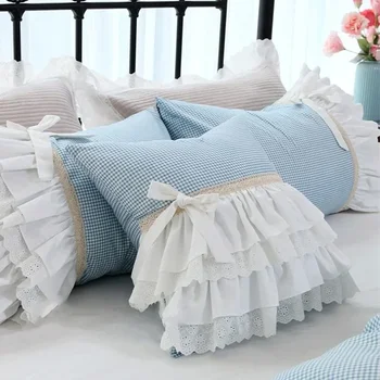 Moda yastık kılıfı Dantel fırfırlı minder örtüsü el yapımı ekose yastık kılıfı s dekoratif yastık örtüsü kek katmanları yastık kılıfı