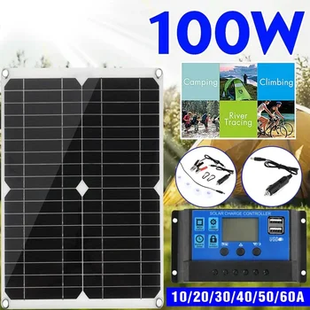 100W güneş panelı Kiti Komple DC 18V 10/20 / 30A Denetleyici Güneş Pilleri Araba Yat RV Tekne Cep telefon batarya şarjı